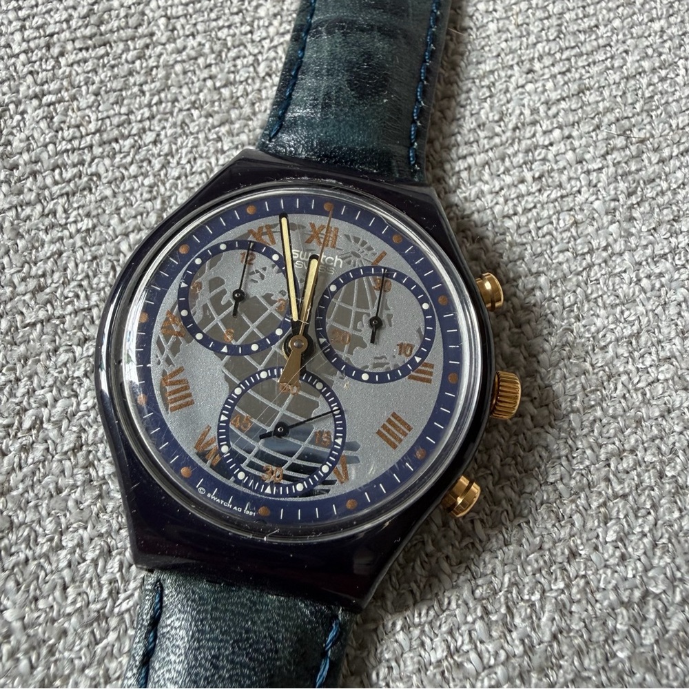 Swatch Blue and Gold Watch